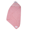 Cape de bain bébé fille rose broderie visage Pomme d'amour avec feuille verte en coton bio oekotex