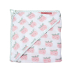 Cape de bain bébé fille en lange blanche motif Pomme d'amour rose en coton bio oekotex