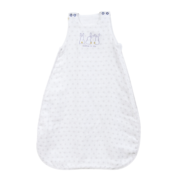 Gigoteuse été légère en lange blanche mixte fille garçon tog 0,5 motif lapin pompom en coton bio oekotex