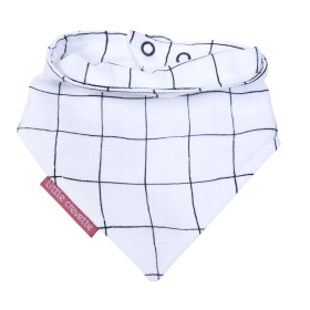 Bavoir bandana bébé mixte garçon fille blanc à carreaux fermeture pressions en coton bio oekotex