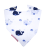 Bavoir bandana bébé mixte garçon fille blanc motif baleine bleu fermeture pressions en coton bio oekotex