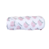 Cape de bain bébé fille en lange blanche motif Pomme d'amour rose en coton bio oekotex
