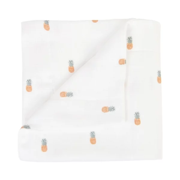 couverture bébé double-gaze en coton bio imprimée ananas