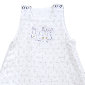 Gigoteuse été légère en lange blanche mixte fille garçon tog 0,5 motif lapin pompom en coton bio oekotex