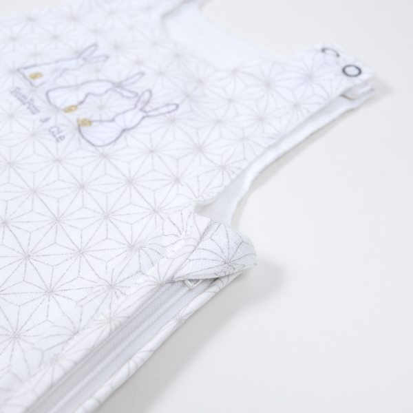 Gigoteuse été légère en lange blanche mixte fille garçon tog 0,5 motif lapin pompom en coton bio oekotex