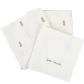 lot de 3 langes bébé en gaze de coton bio imprimé ananas