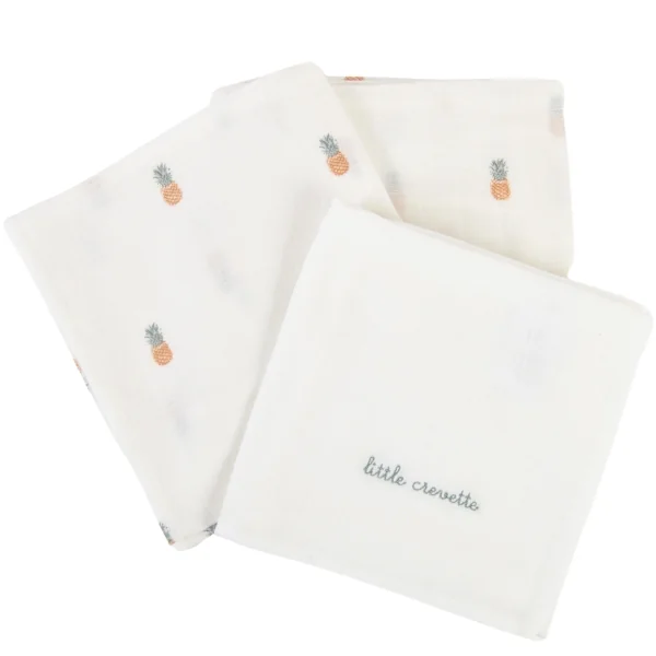 lot de 3 langes bébé en gaze de coton bio imprimé ananas