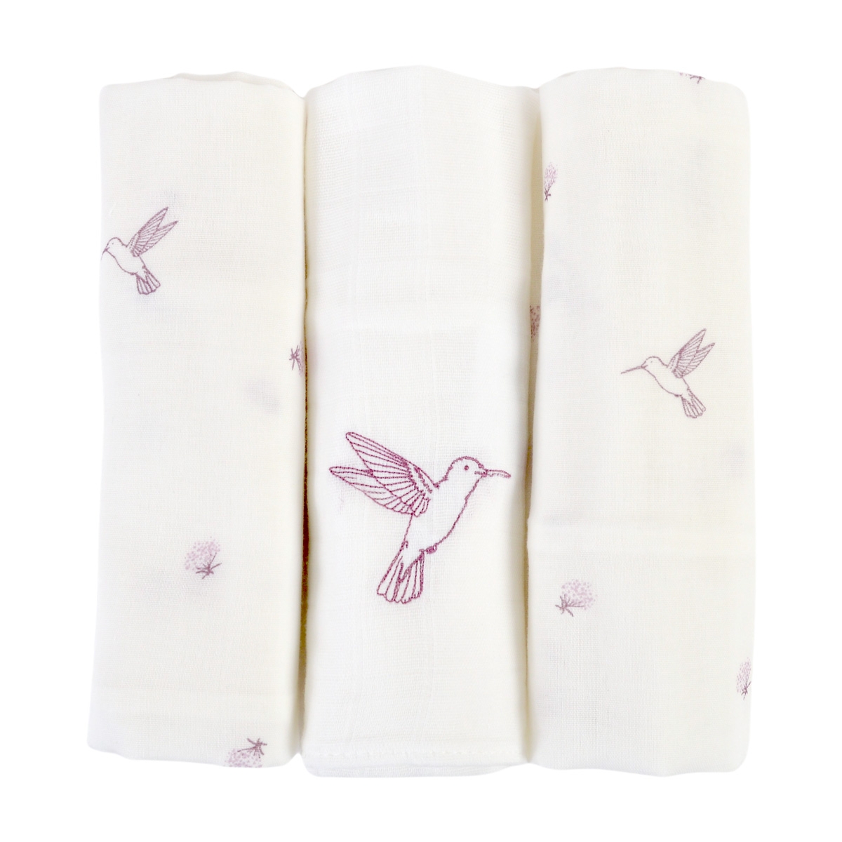 Lot de 3 langes bébé coton bio* Colibri