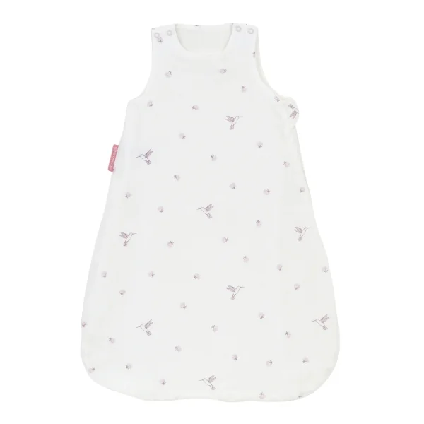 gigoteuse ete bebe gaze de coton bio motif colibri parme