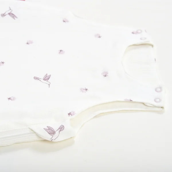 gigoteuse ete bebe gaze de coton bio motif colibri parme