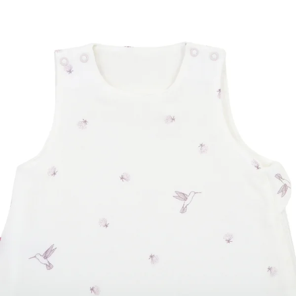 gigoteuse ete bebe gaze de coton bio motif colibri parme
