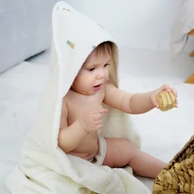 cape de bain bébé coton bio ananas