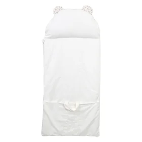 sac de couchage enfant 3-6 ans avec oreiller intégré personnalisable au prénom motif fleurs roses et caramel