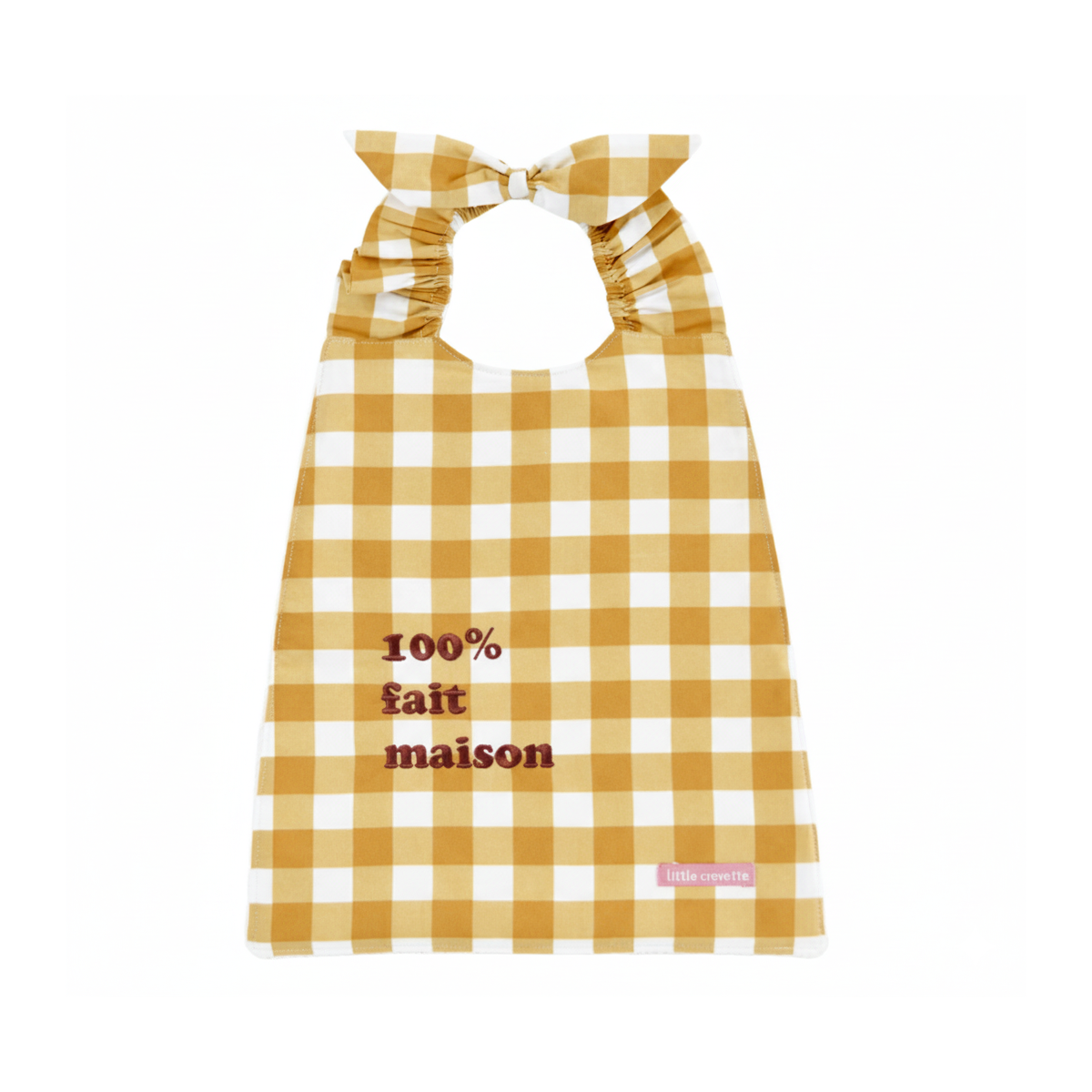 Bavoir élastiqué vichy ocre Fait-Maison