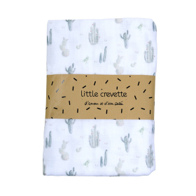 maxi-lange bébé mixte fille garçon blanc motif cactus en coton bio oekotex