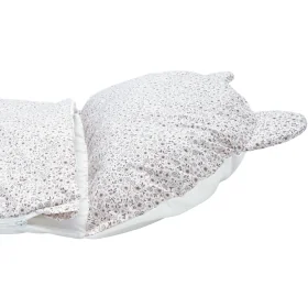 sac de couchage enfant avec oreiller intégré motif fleurs beiges