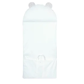 sac de couchage enfant avec oreiller intégré motif fleurs beiges