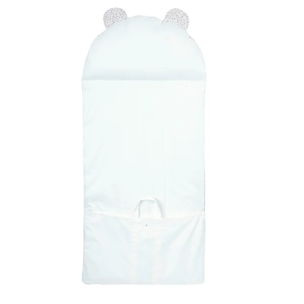sac de couchage enfant avec oreiller intégré motif fleurs beiges