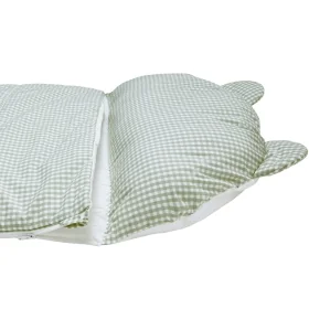 sac de couchage enfant avec oreiller intégré motif vichy vert sauge