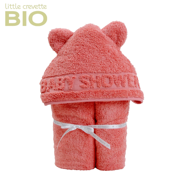 Sortie de bain à oreilles Baby Shower corail
