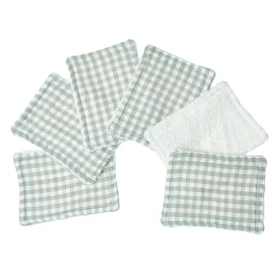 lot de 12 lingettes lavables en coton bio éponge et gaze de coton imprimé vichy vert