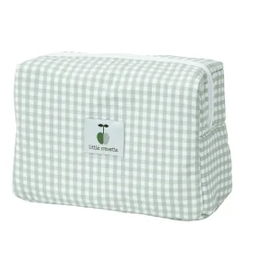trousse de toilette enfant rectangulaire imperméable en vichy vert