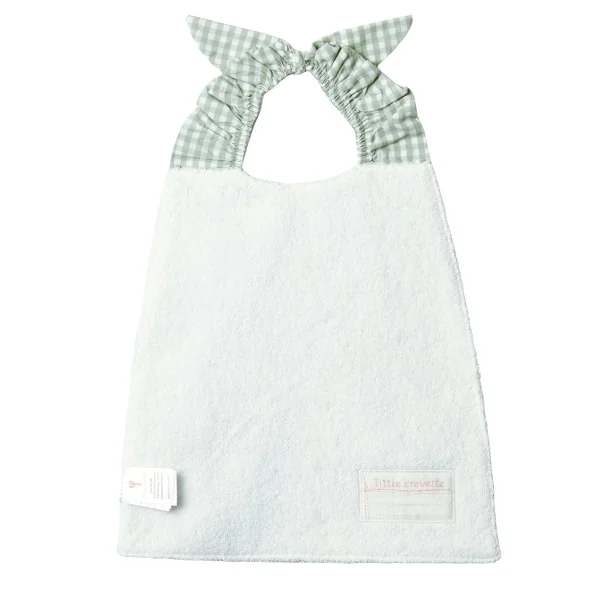 bavoir élastiqué grand taille imprimé vichy vert en coton bio