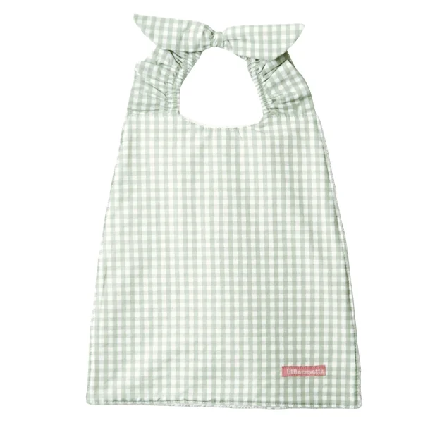 bavoir élastiqué grand taille imprimé vichy vert en coton bio