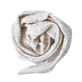 maxi-lange bébé 120x120 cm en gaze imprimée fleurs beiges et chocolat coton bio