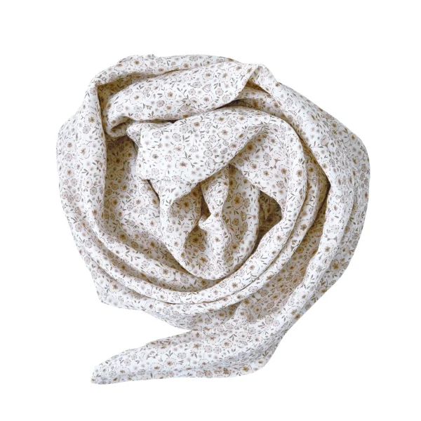 maxi-lange bébé 120x120 cm en gaze imprimée fleurs beiges et chocolat coton bio