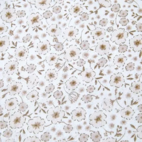 maxi-lange bébé 120x120 cm en gaze imprimée fleurs beiges et chocolat coton bio