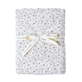 maxi-lange bébé 120x120 cm en gaze imprimée fleurs beiges et chocolat coton bio