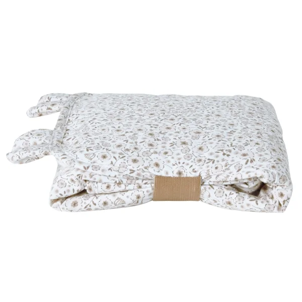 tapis à langer de voyage imperméable coton bio imprimé fleurs beiges