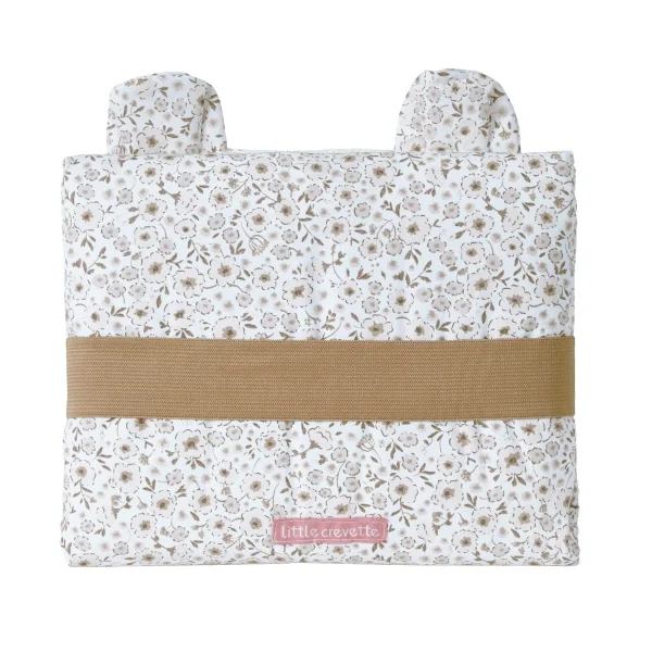 tapis à langer de voyage imperméable coton bio imprimé fleurs beiges