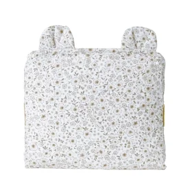 tapis à langer de voyage imperméable coton bio imprimé fleurs beiges