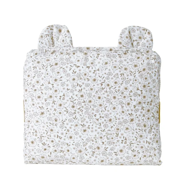 tapis à langer de voyage imperméable coton bio imprimé fleurs beiges