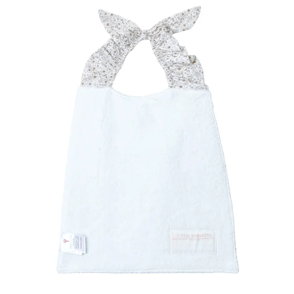 bavoir élastique fleurs beiges coton bio Lilly