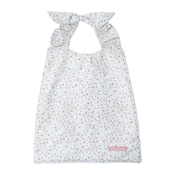 bavoir élastique fleurs beiges coton bio Lilly