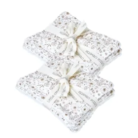 lot de 12 lingettes lavables et réutilisables en éponge et gaze de coton bio fleurs beiges Lilly