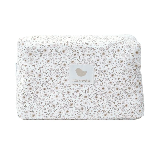 trousse de toilette enfant imperméable motif fleurs beiges