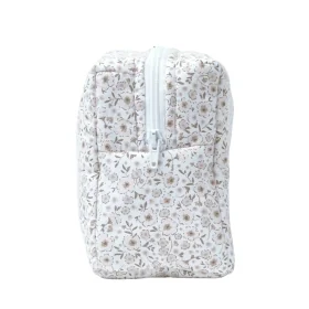 trousse de toilette enfant imperméable motif fleurs beiges