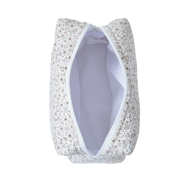 trousse de toilette enfant imperméable motif fleurs beiges