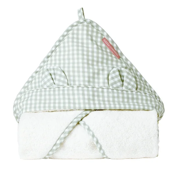 cape de bain vichy vert sauge coton bio