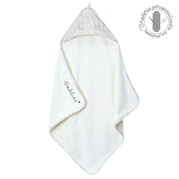 cape de bain bébé brodée au prénom fleurs Lilly