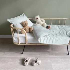 parure de lit bébé vichy vert housse de couette et taie rectangle en coton bio