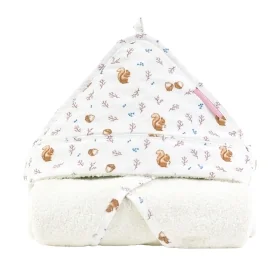 cape de bain bébé éponge coton bio motif écureuil