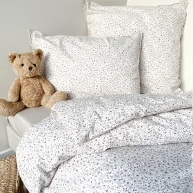 parure de lit enfant fleurs roses beiges et marrons 140x200 cm en coton bio Lilly