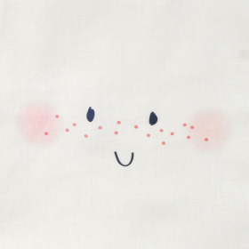 Serviette bavoir élastiqué blanc mixte fille garçon motif visage heureux joues rose en coton bio oekotex