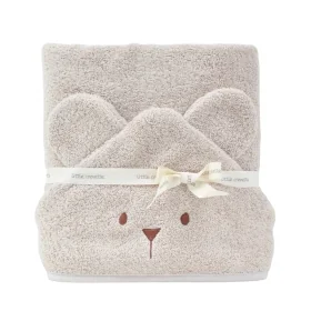 cape de bain bébé rectangulaire à oreilles ourson beige coton bio oeko-tex