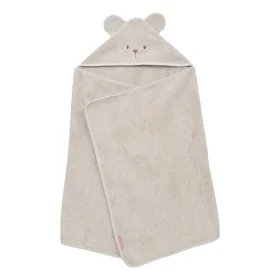 cape de bain bébé rectangulaire à oreilles ourson beige coton bio oeko-tex